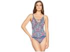 Tommy Bahama Riviera Tile Lace Front One-piece (cerise) Women's Swimsuits One Piece