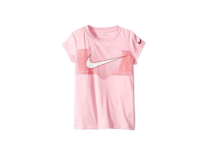 Nike Kids Half Tone Heart Core Short Sleeve Tee (little Kids) (pink) Girl's T Shirt