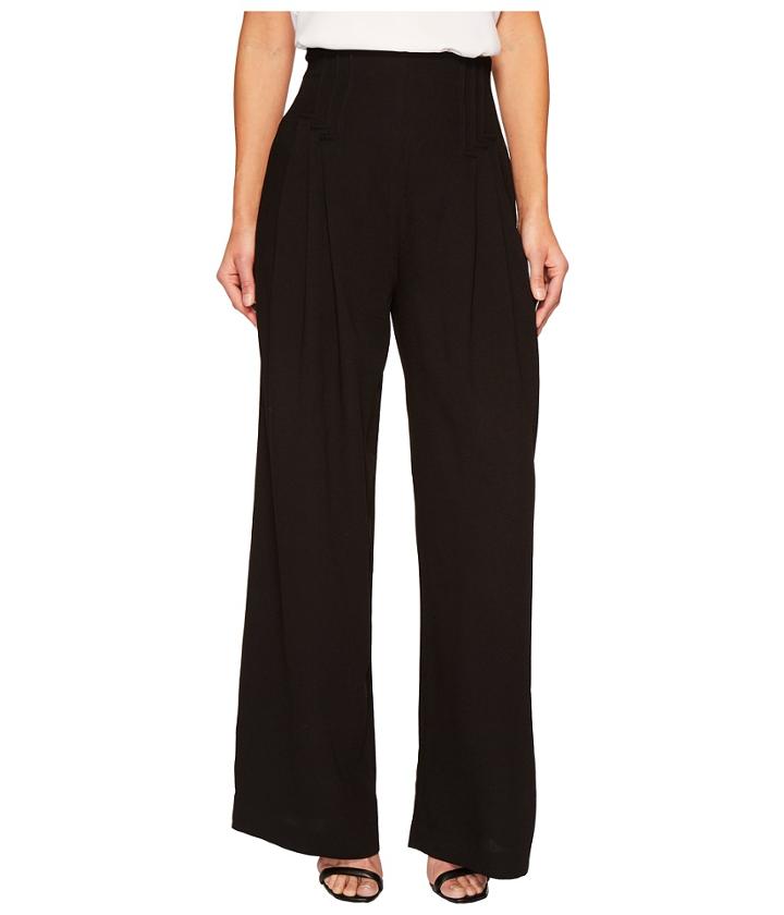 Catherine Catherine Malandrino Deco Pleated Wide Leg Trousers (black Beauty) Women's Casual Pants