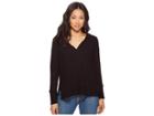 American Rose Elizabeth Long Sleeve V-neck Thermal Top (black) Women's Clothing