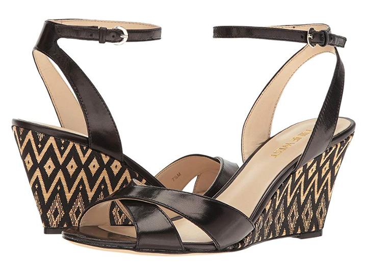 Nine West Kami Wedge Sandal (black Leather) Women's Shoes