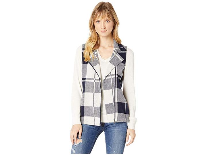 Chaps Cotton Short Sleeve Sweater (capri Navy Multi) Women's Sweater