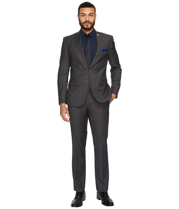 Nick Graham Two-button Tonal Plaid Suit (charcoal Plaid) Men's Suits Sets