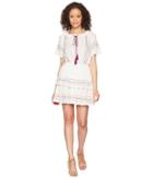 Romeo & Juliet Couture Short Sleeve Embroidery Dress (ivory) Women's Dress