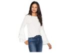 Kensie Slinky Knit Top Ks8u3038 (ivory Cloud) Women's Long Sleeve Pullover