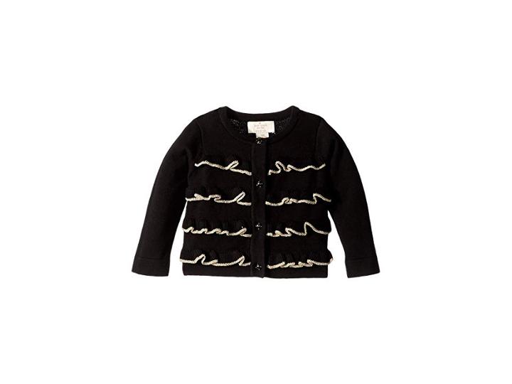 Kate Spade New York Kids Ruffle Front Cardigan (infant) (black) Girl's Sweater