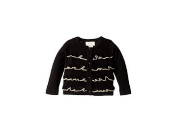 Kate Spade New York Kids Ruffle Front Cardigan (infant) (black) Girl's Sweater