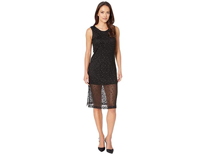 Nally & Millie Sleeveless Polkadot Double Layer Dress (black) Women's Dress