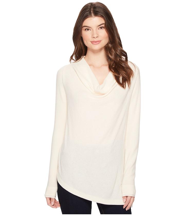 Three Dots Drape Front Top (cream) Women's Sweater