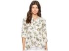 Lucky Brand Printed Peplum Button Up Top (natural Multi) Women's Long Sleeve Button Up