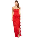 Faviana Faille Satin Strapless W/ Cascade 7950 (red) Women's Dress