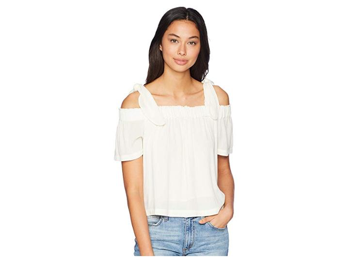 1.state Off Shoulder Blouse With Tie Strap (antique White) Women's Blouse