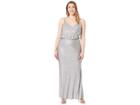 Calvin Klein Shimmer Blouson Gown Cd7b7p7e (grey Mutli) Women's Dress