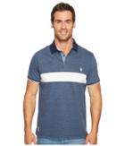 U.s. Polo Assn. Classic Fit Color Block Short Sleeve Jersey Polo Shirt (rinse Blue Heather) Men's Short Sleeve Pullover