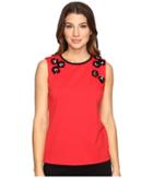 Calvin Klein Shell W/ Applique Knit Sleeveless (rouge) Women's Sleeveless