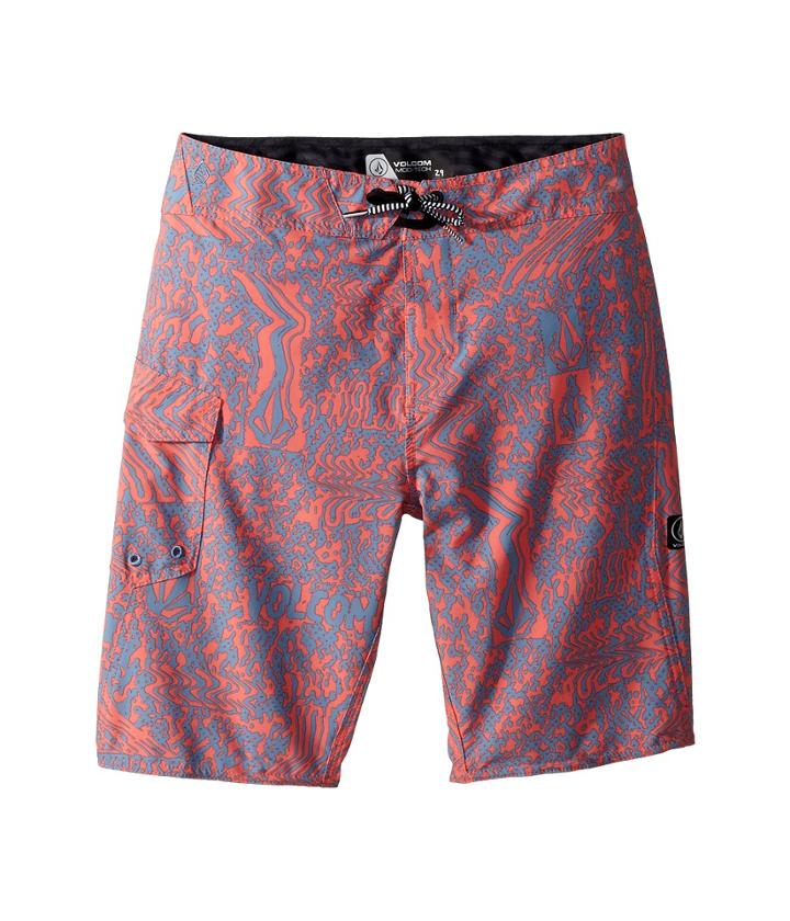 Volcom Kids Logo Plasm Mod Boardshorts (big Kids) (scream Red) Boy's Swimwear