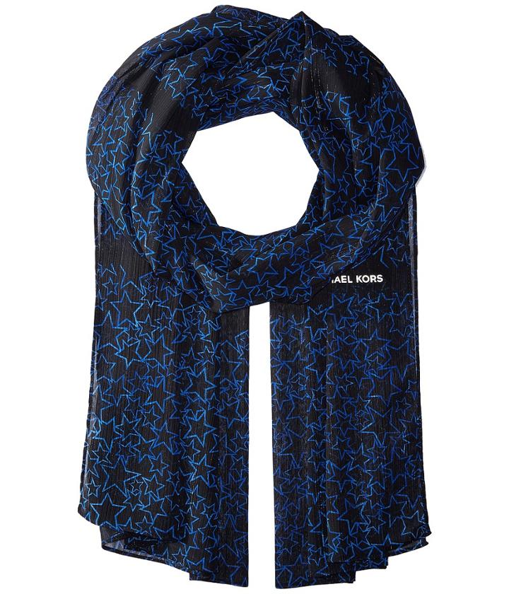 Michael Michael Kors Starstruck Metallic Chiffon Oblong (bright Royal/silver) Scarves