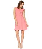 Taylor Asymmetrical Ruffle Fit And Flare Dress (coral) Women's Dress