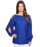 Escada Nytal Puffy Long Sleeve Top (azure) Women's Clothing