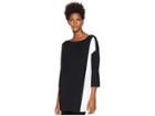 Eileen Fisher Sleek Tencel Bateau Neck 3/4 Sleeve Top (black/soft White) Women's Clothing