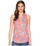 Joules Zinnia Sleeveless Pop Over Blouse (red Sky Indienne Floral) Women's Blouse