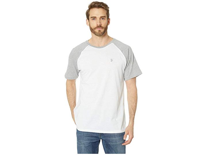 U.s. Polo Assn. Color Block Raglan Performance Tee (white) Men's Clothing