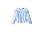 Polo Ralph Lauren Kids Ruffled Cotton Dobby Top (little Kids) (blue/white) Girl's Clothing