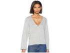 7 For All Mankind Curved Neck Crop Sweater (heather Grey) Women's Sweater