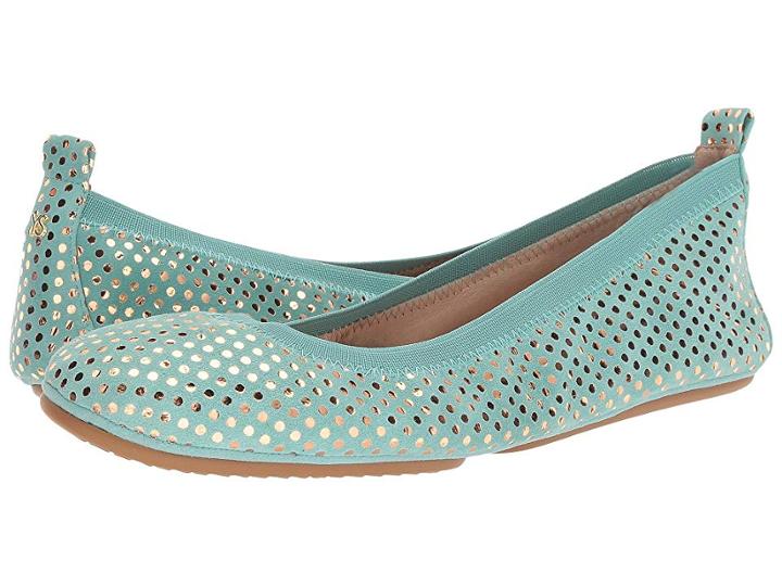 Yosi Samra Samara (seafoam Dotted Suede) Women's Flat Shoes