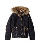 Urban Republic Kids Hooded Ultra Suede Faux Shearling Jacket (little Kids/big Kids) (black) Girl's Coat