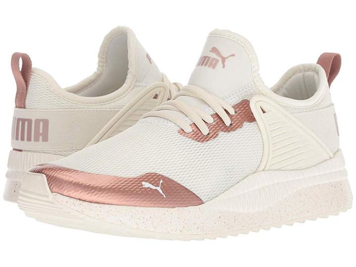 Puma Kids Pacer Next Cage Metspeckle Jr (big Kid) (whisper White/rose Gold) Girls Shoes