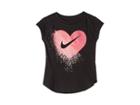 Nike Kids Glitter Heart Modern Short Sleeve Tee (little Kids) (black) Girl's Clothing