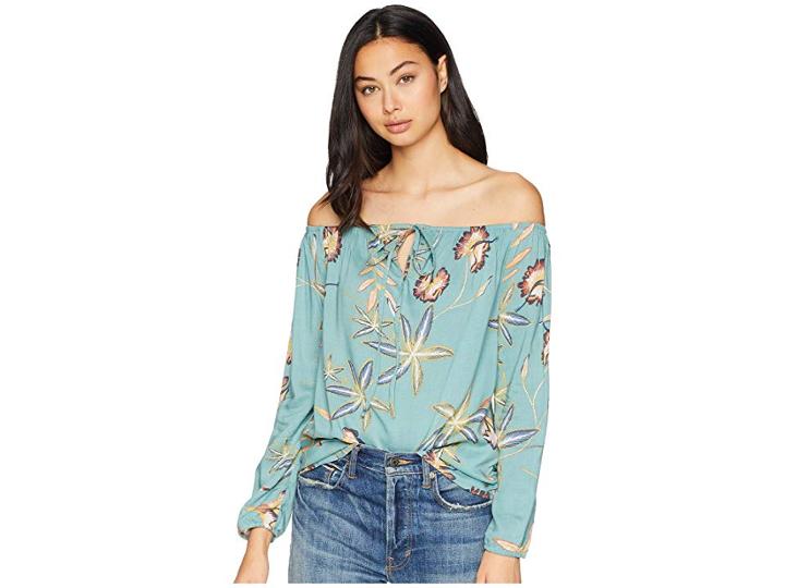 Roxy Paradise Eyes Long Sleeve Cold Shoulder Top (trellis Bird Flower) Women's Clothing