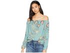 Roxy Paradise Eyes Long Sleeve Cold Shoulder Top (trellis Bird Flower) Women's Clothing