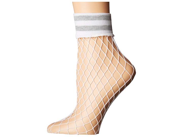 Steve Madden Varsity Fishnet Anklet (white) Women's Crew Cut Socks Shoes