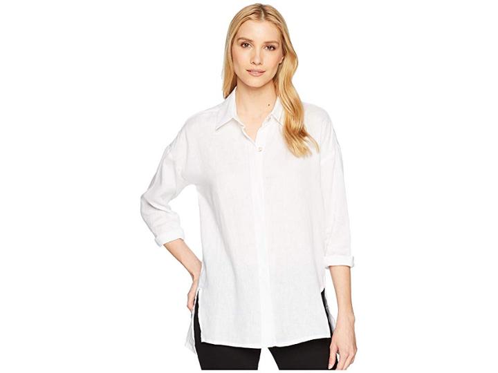 Elliott Lauren Handkerchief Linen Shirt (white) Women's Long Sleeve Button Up