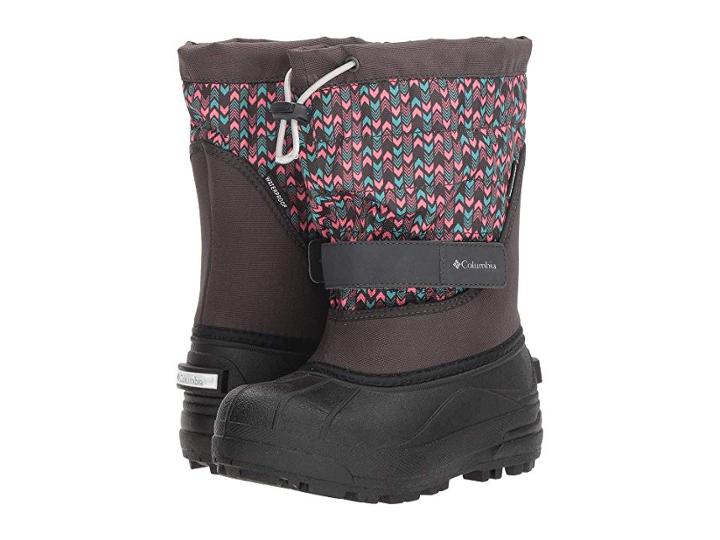 Columbia Kids Powderbug Plus Ii Print (toddler/little Kid/big Kid) (shark/silver Grey) Girls Shoes