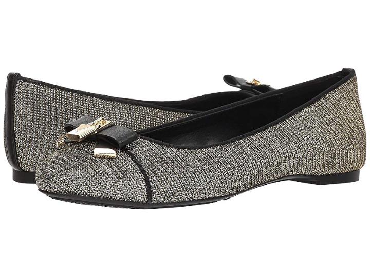 Michael Michael Kors Alice Ballet (black/gold Glitter Chain Mesh/nappa) Women's Shoes