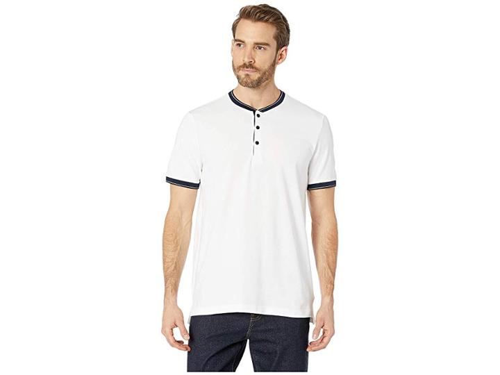 Kenneth Cole New York Short Sleeve Solid Baseball Neck Henley (white) Men's T Shirt