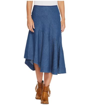 Roper 1313 5 Oz Indigo Denim Asymetric Skirt (blue) Women's Skirt