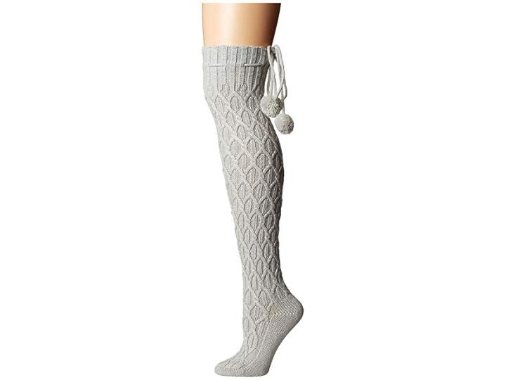 Ugg Sparkle Cable Knit Socks (grey Violet) Women's Thigh High Socks Shoes