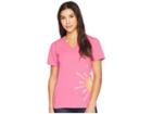 Life Is Good Flip-flop Sun Cool Vee Tee (fiesta Pink) Women's T Shirt