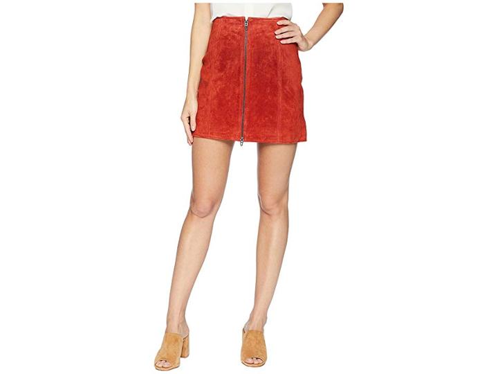 Blank Nyc Red Suede Zippered Mini Skirt In Redwood (redwood) Women's Skirt