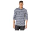 O'neill Covington Stripe Flannel (navy) Men's Long Sleeve Button Up