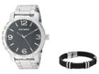 Steve Madden Analog Watch And Bracelet Set Sms590960 (black) Watches