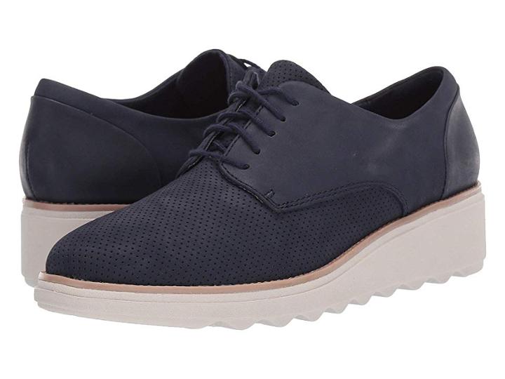 Clarks Sharon Crystal (navy Nubuck/leather Combi) Women's Shoes