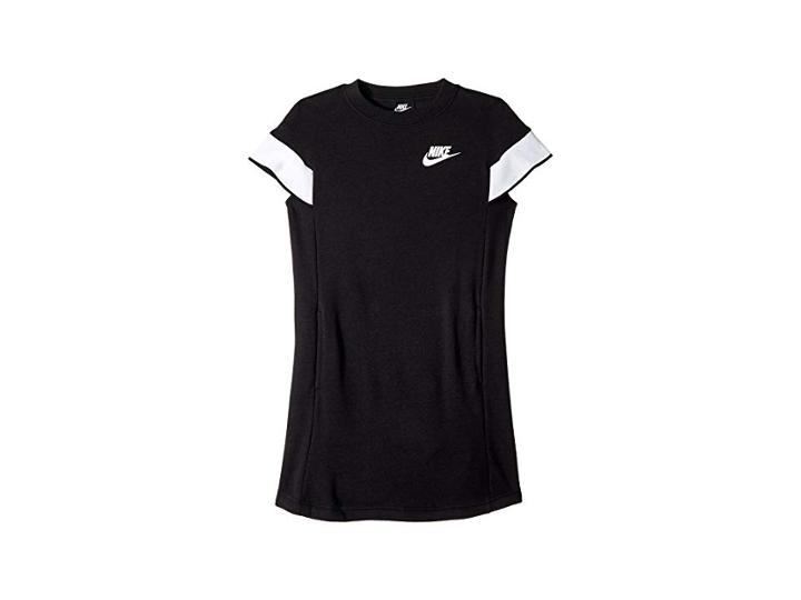 Nike Kids Nsw Short Sleeve Dress (little Kids/big Kids) (black/white) Girl's Dress