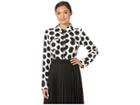 Calvin Klein Long Sleeve Polka Dot (cream/black) Women's Clothing