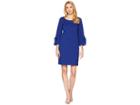 Lauren Ralph Lauren Lace-up Sleeve Cotton Dress (true Sapphire) Women's Dress