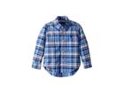 Polo Ralph Lauren Kids Plaid Performance Poplin Shirt (toddler) (blue/white Multi) Boy's Long Sleeve Button Up